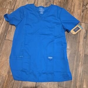 Cherokee Blue Workwear Top with Logo Print